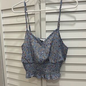 Pink Rose Floral Blue Women's Top